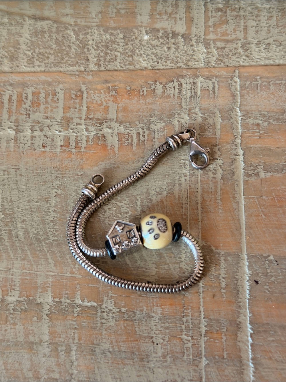 Pandora charms on sterling Silver Snake Chain Bracelet